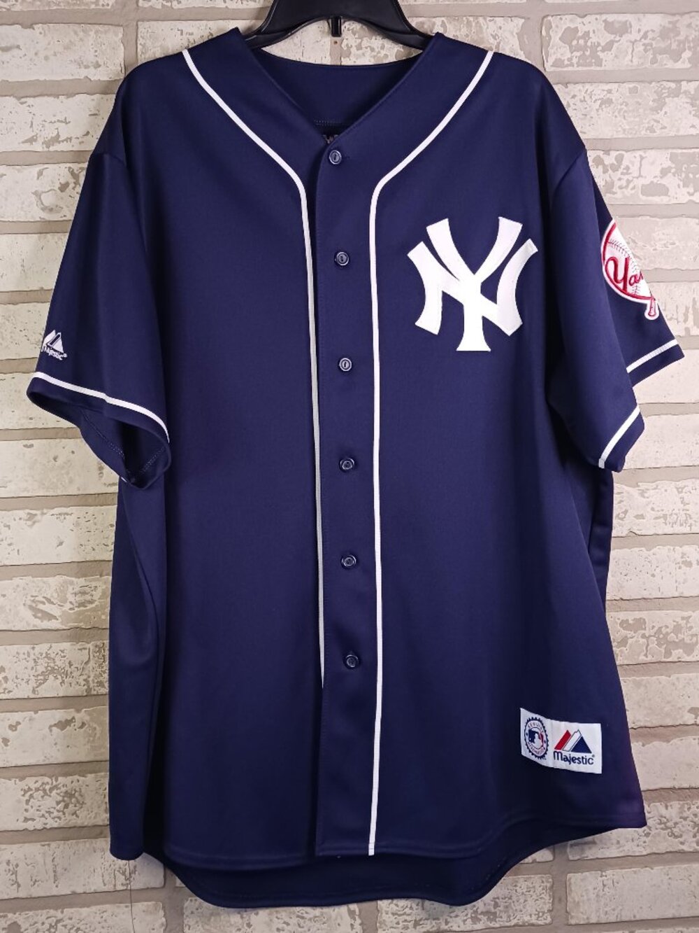 Majestic New York Yankees Mens Jersey Size 2XL Vintage MLB Blue Genuine Item